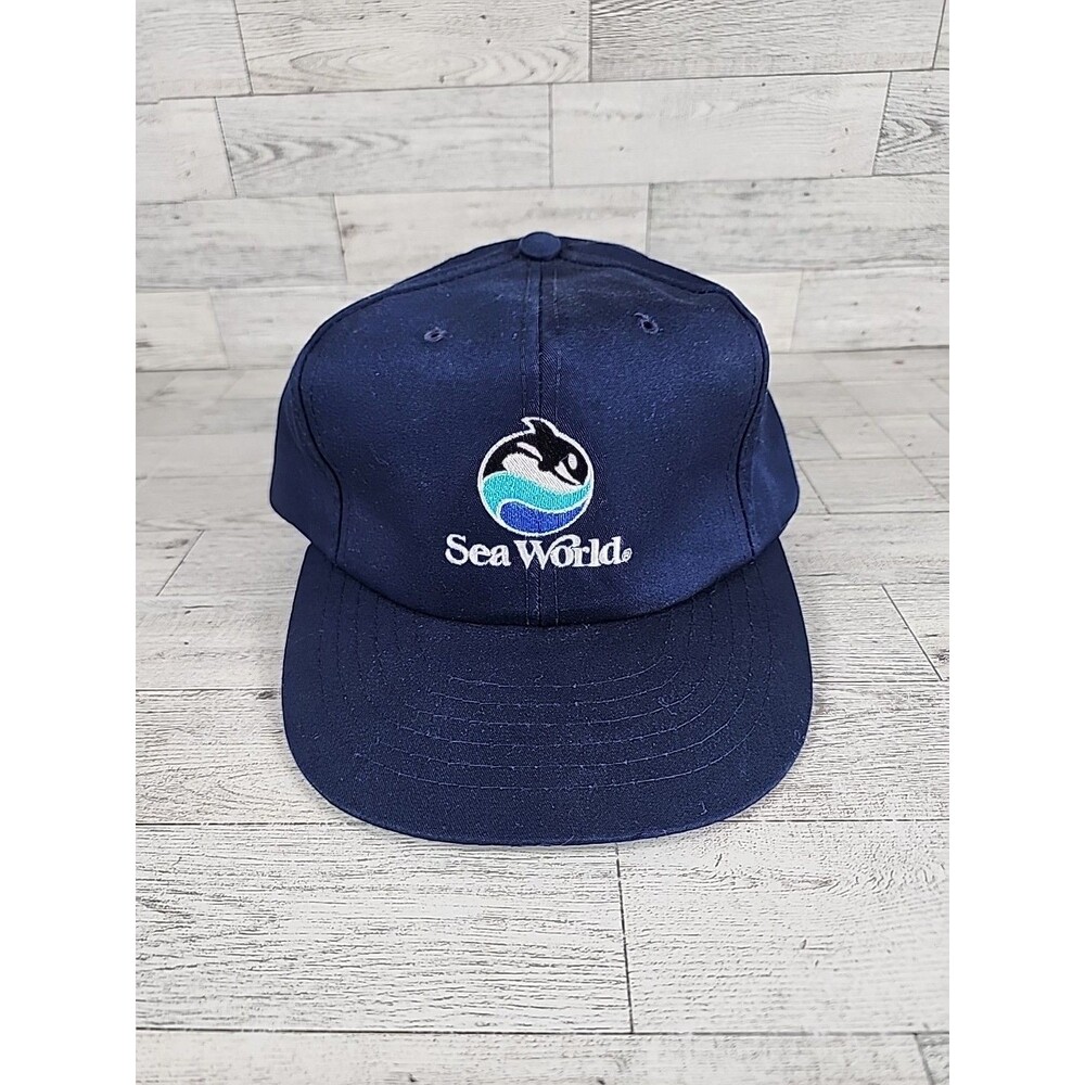 Vintage Sea World Hat 90s Baseball Cap SnapBack Blue Yupoong